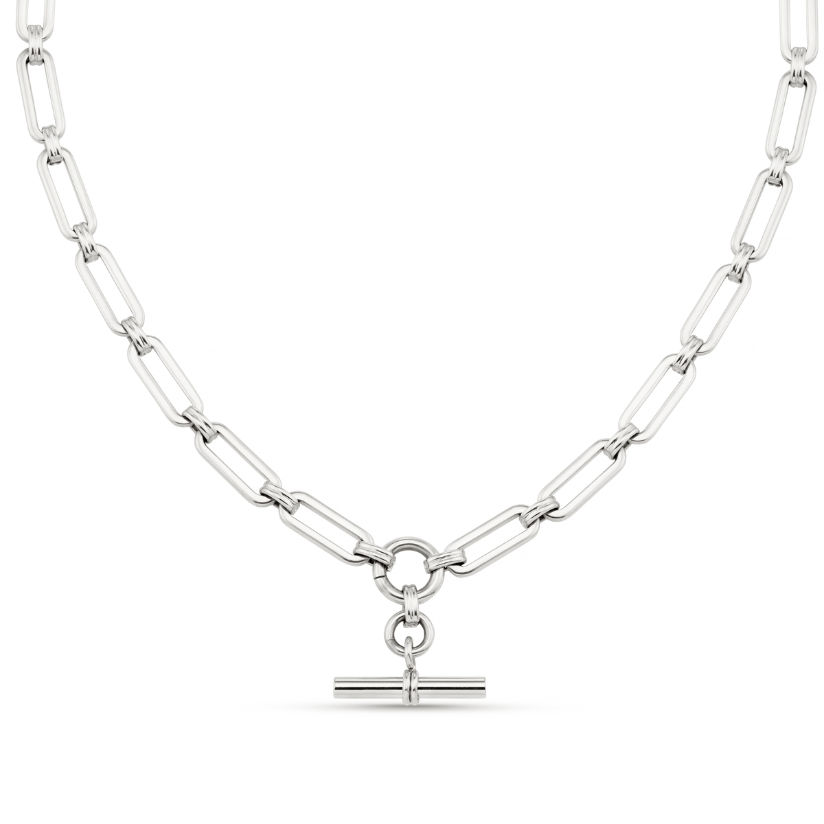 LUXE Linear Link T-Bar Necklace - Silver